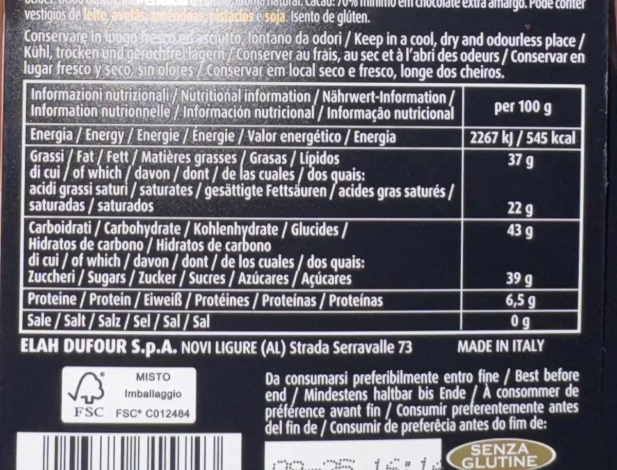 Черен шоколад Novi Nero 70% какао с лимон и джинджифил 75 г - NOVI