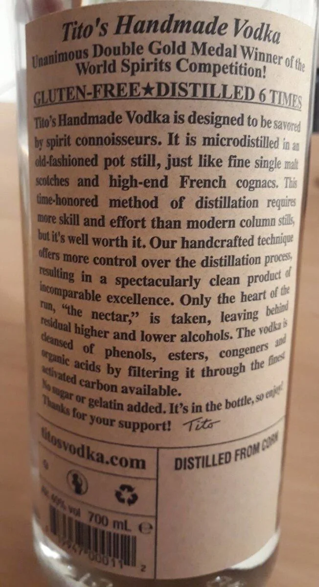 Tito's handmade vodka - Tito's