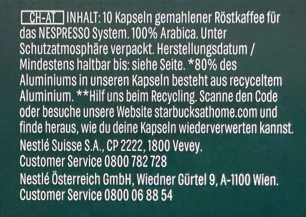 Кафе Starbucks Colombia 10Бр Капсули Nespresso
