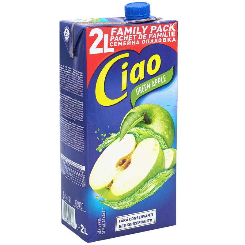 Ciao Плодова напитка със зелена ябълка 2 бр x 2 л - Ciao
