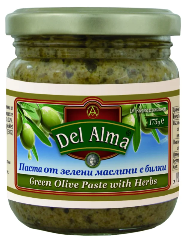 Del Alma Паста от зелени маслини с билки 175гр - Del Alma
