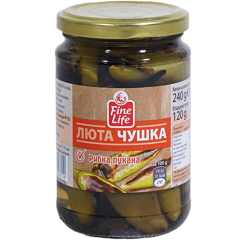Fine Life Пукани белени люти чушки 270г - Fine Life