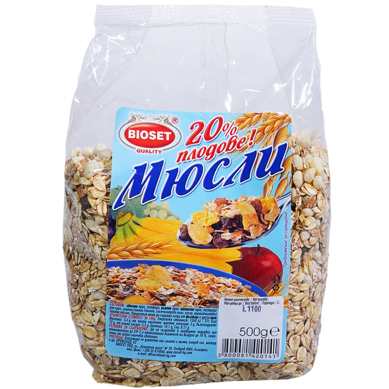 BIOSET Мюсли Плодове 20 % 450 г - BIOSET