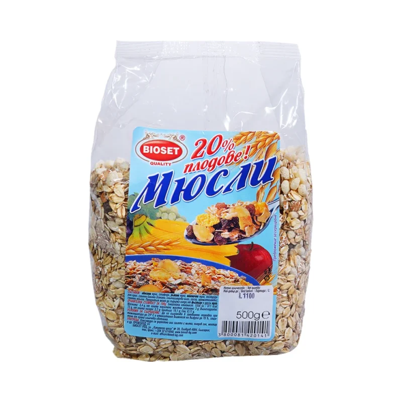BIOSET Мюсли Плодове 20 % 450 г - BIOSET