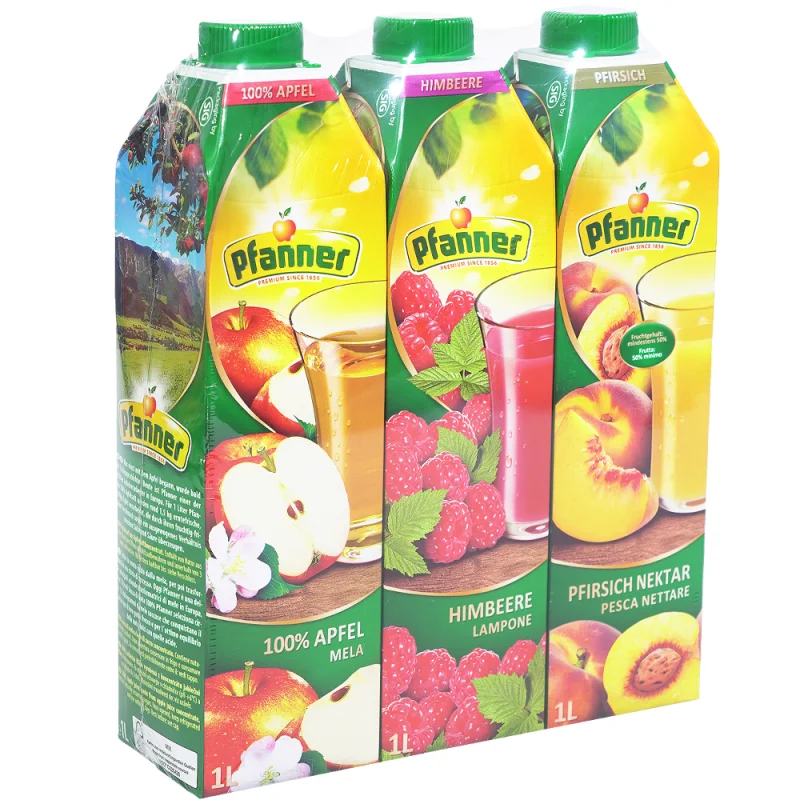 Pfanner Сок ябълка, праскова и малина 3 бр х 1 л