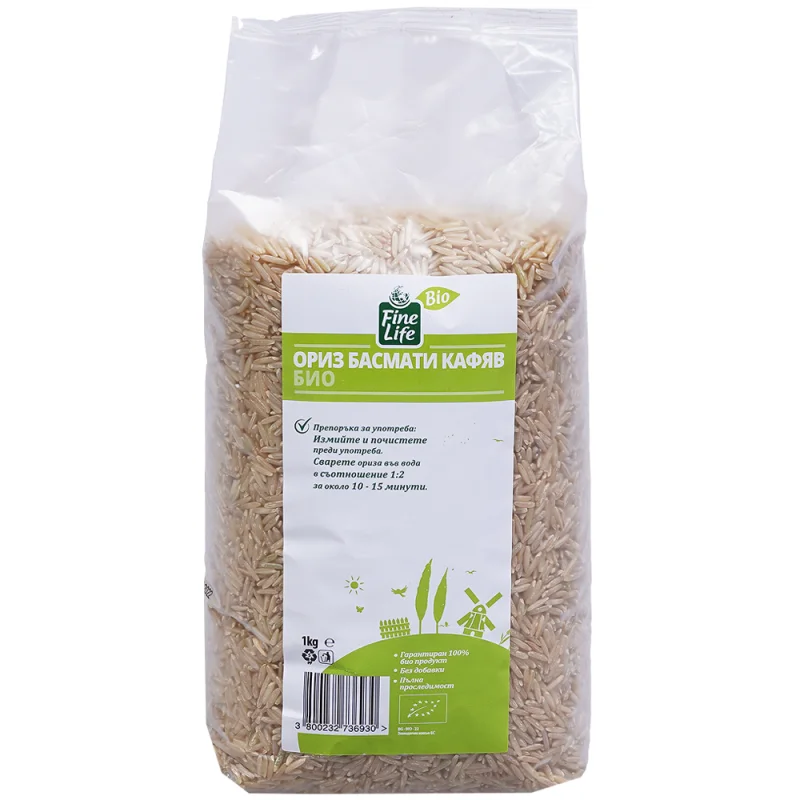 Fine Life Bio Кафяв ориз басмати 1кг - Fine Life Bio