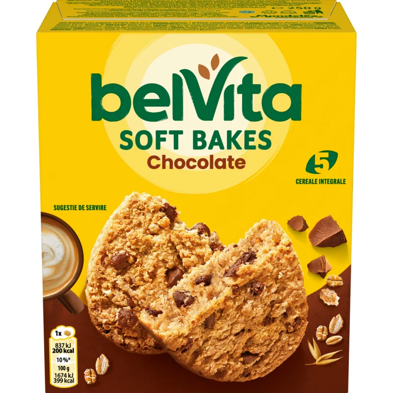 BelVita Бисквити софт шоколадови парченца 250г - belVita