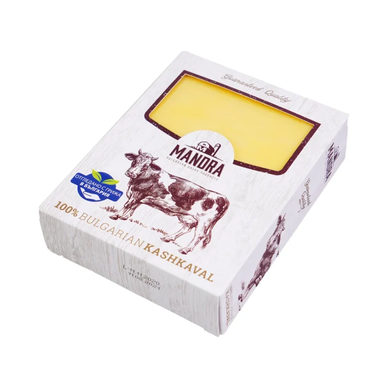 MANDRA ОТГЛЕДАНО С ГРИЖА В БЪЛГАРИЯ Кашкавал от краве мляко 450г - MANDRA