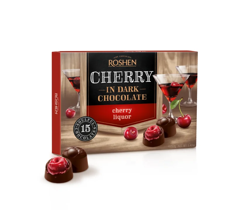 ROSHEN Шоколадови бонбони вишнев ликьор 155г - ROSHEN