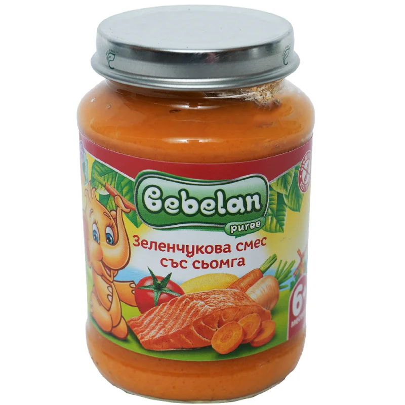 Bebelan Бебешко пюре меню сьомга със зеленчуци 6+ 190г - Bebelan