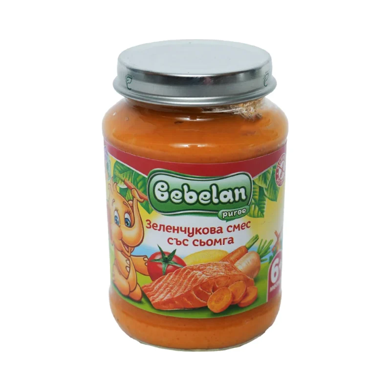 Bebelan Бебешко пюре меню сьомга със зеленчуци 6+ 190г - Bebelan