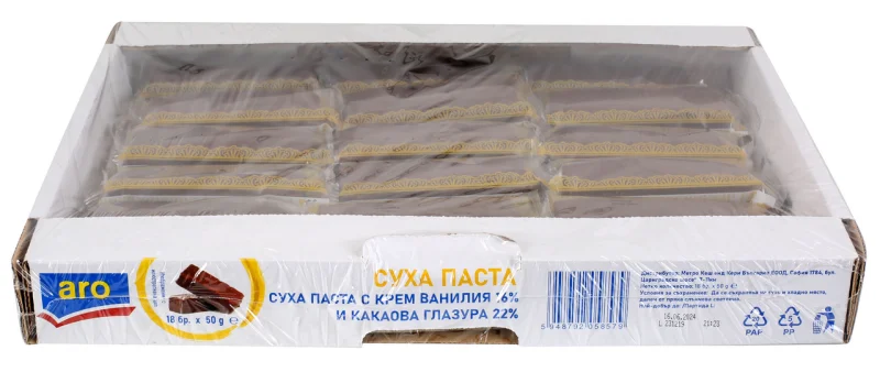 Aro Суха паста ванилия с какаова глазура ( 18 бр x 50 г ) 900 г - aro