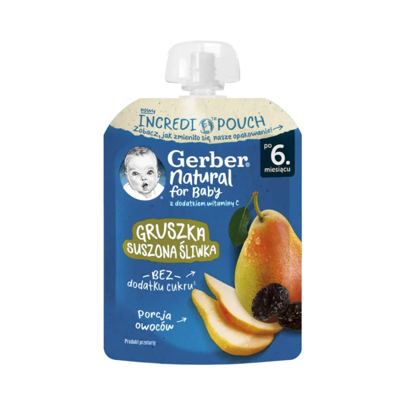 Gerber Пюре от круша и сушени сливи от 6-ия месец пауч 80г