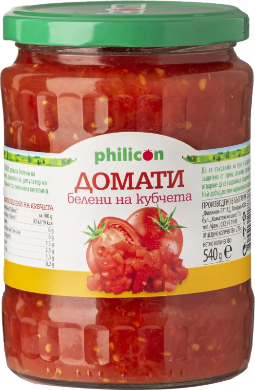 PHILICON Домати белени на кубчета нето 540гр.