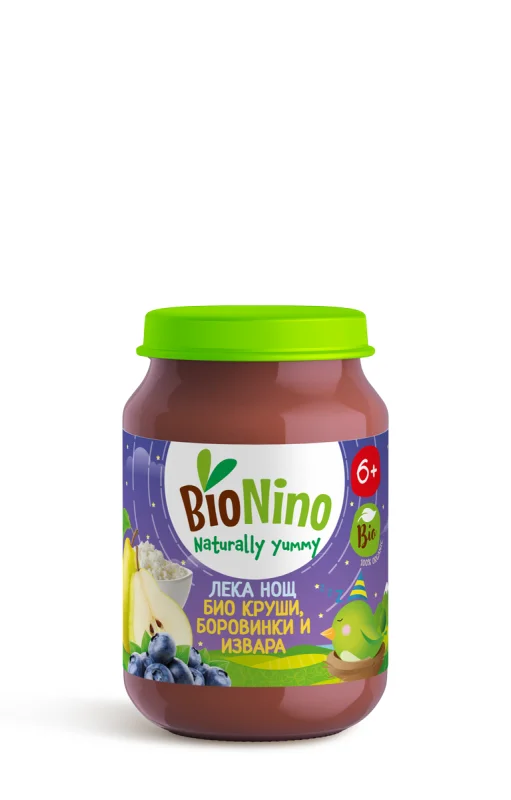 BioNino Пюре круши с боровинки и извара 6+ месеца 190 г - BIONINO