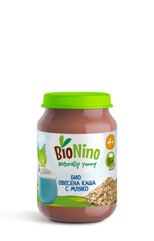 BioNino Пюре овесена каша с мляко 4+ месеца 190 г - BioNino