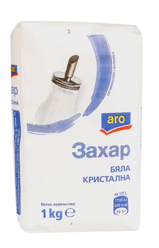 Aro Захар бяла кристална (10 бр х 1кг) 10 кг - aro