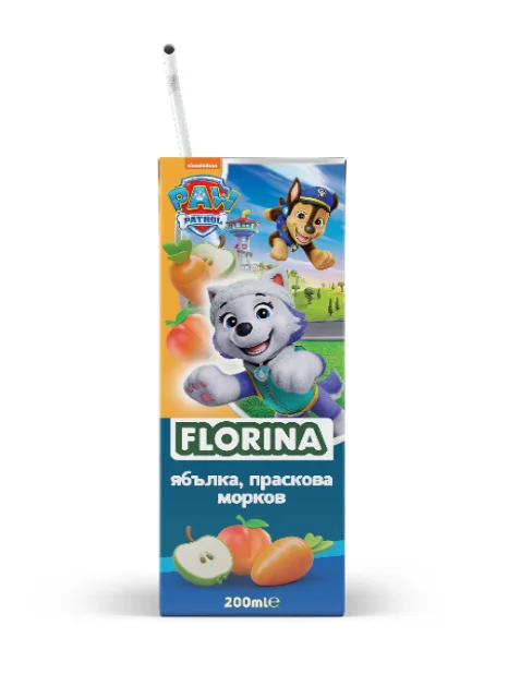 FLORINA Нектар ябълка, праскова, морков 50% 3 бр х 200 мл / 600 мл - FLORINA