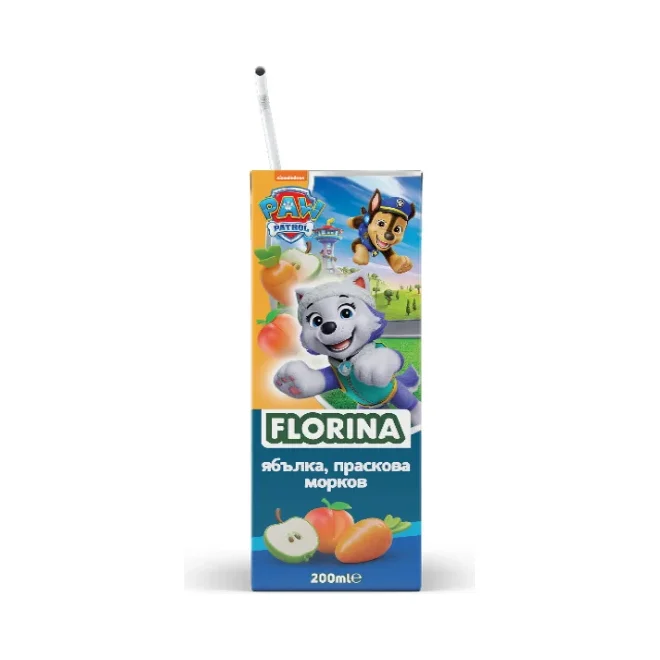 FLORINA Нектар ябълка, праскова, морков 50% 3 бр х 200 мл / 600 мл - Florina