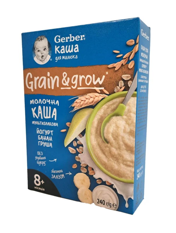 Gerber Каша зърнена с йогурт банан и круша 240 г - Gerber