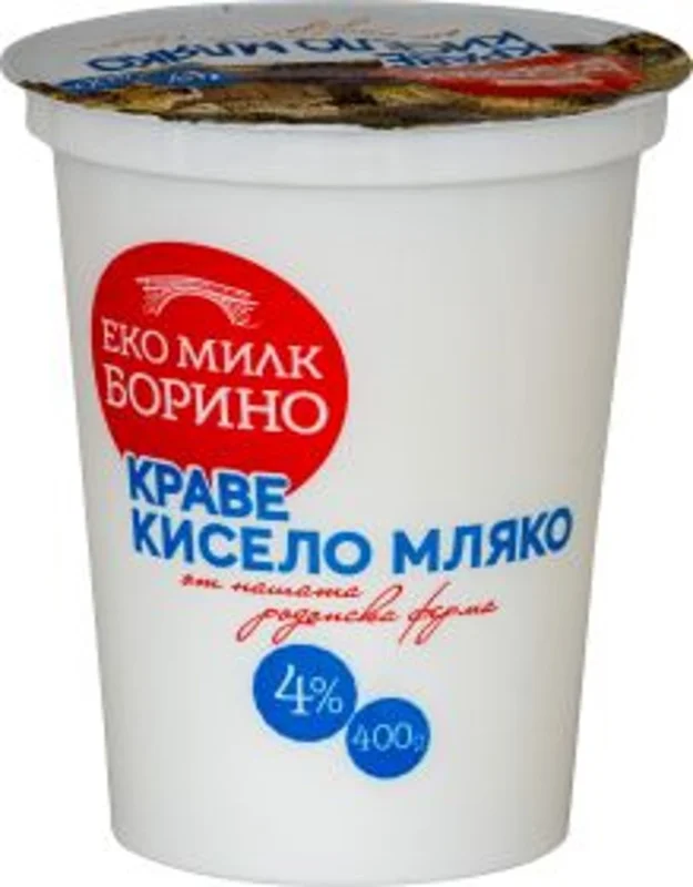ЕКО МИЛК БОРИНО Краве кисело мляко 4% 400 г - ЕКО МИЛК БОРИНО