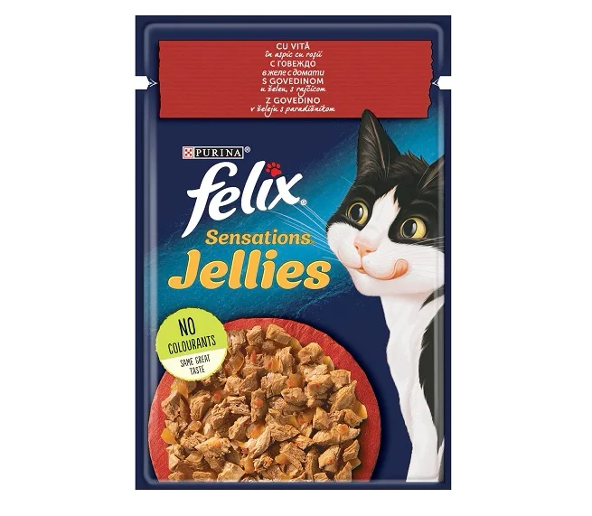 Котешка храна Felix говеждо с домати Sensations 85гр.