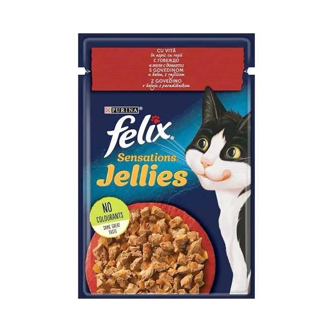 Котешка храна Felix говеждо с домати Sensations 85гр.