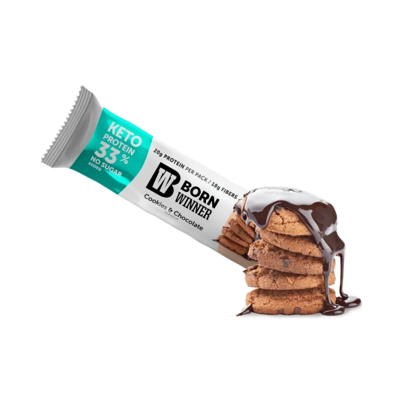 KETO Protein Bar, бисквитки с шоколад, 60 g, Born Winner - Born Winner