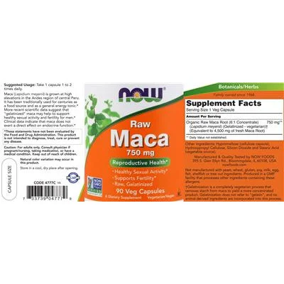 Сурова Мака 750 мг / Raw Maca 750 mg - NOW