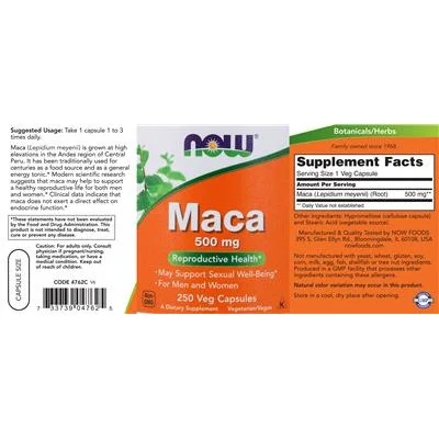 Мака 500 мг / Maca 500 mg - NOW
