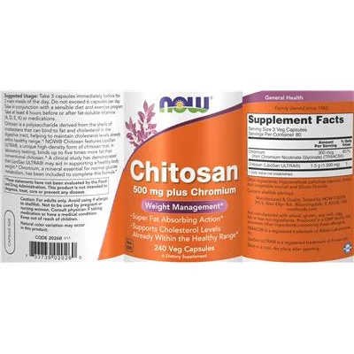 Хитозан 500 мг с хром / Chitosan 500 mg Plus Chromium - NOW