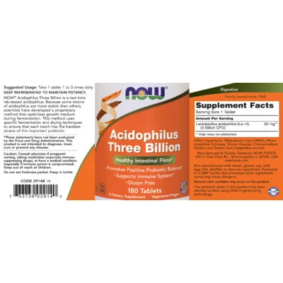 Ацидофилус Три милиарда / Acidophilus Three Billion - NOW