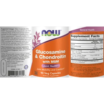 Глюкозамин и хондроитин с MSM / Glucosamine & Chondroitin with MSM - NOW