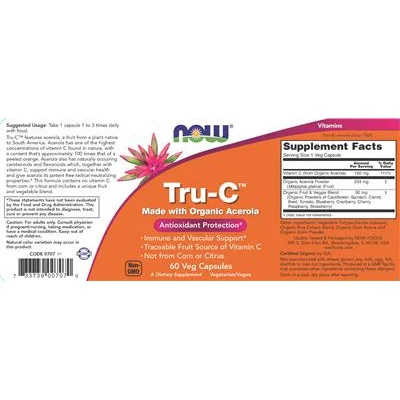 Tru-C с органична ацерола / Tru-C Made with Organic Acerola - NOW