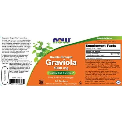 Двоен концентрат Гравиола 1000 мг / Double Strength Graviola 1000 mg - NOW