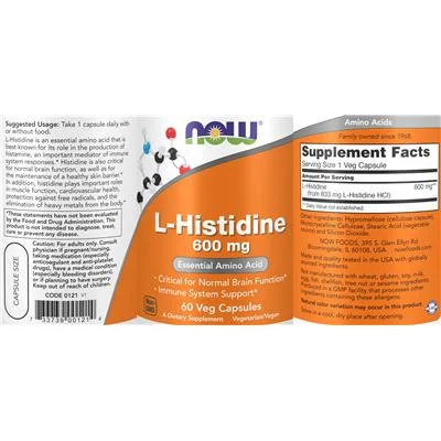 L-Хистидин 600 мг / L-Histidine 600 mg - NOW