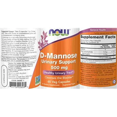 D-Mannose Подкрепа за пикочните пътища 500 mg / D-Mannose Urinary Support 500 mg - NOW