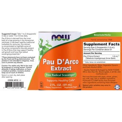 Екстракт от Pau D'Arco / Pau D'Arco Extract - NOW