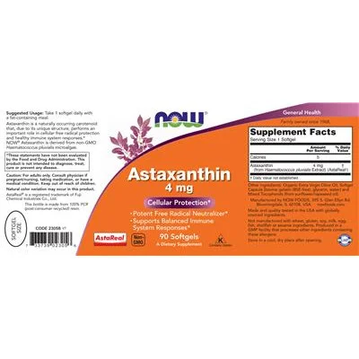 Астаксантин 4 мг / Astaxanthin 4 mg - NOW