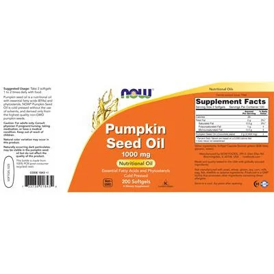 Масло от тиквени семки 1000 мг / Pumpkin Seed Oil 1000 mg - NOW