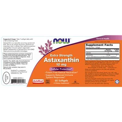 Екстра силен астаксантин 10 мг / Extra Strength Astaxanthin 10 mg - NOW