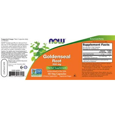 Корен от златен печат 500 мг / Goldenseal Root 500 mg - NOW