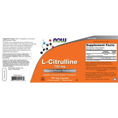 L-Цитрулин 750 мг / L-Citrulline 750 mg - NOW