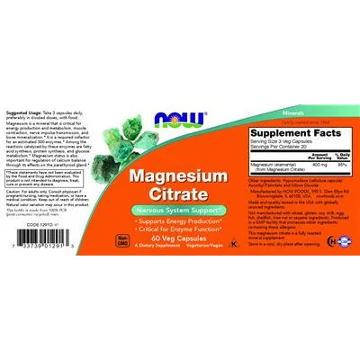 Магнезиев цитрат 400 мг / Magnesium Citrate 400 mg - NOW
