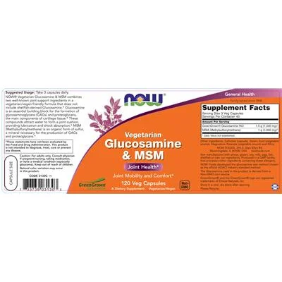 Вегетариански глюкозамин и MSM / Vegetarian Glucosamine & MSM - NOW