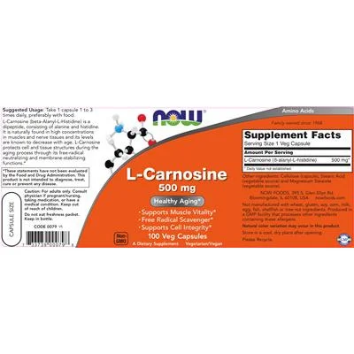L-Карнозин 500 мг / L-Carnosine 500 mg - NOW