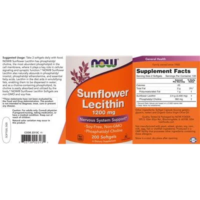 Лецитин от слънчоглед 1200 мг / Sunflower Lecithin 1200 mg - NOW