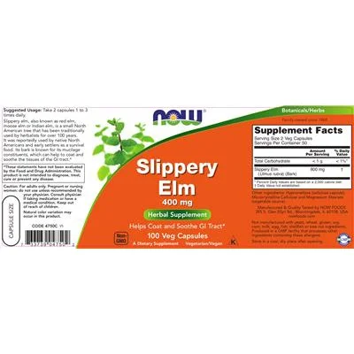 Слипови елм 400 мг / Slippery Elm 400 mg - NOW