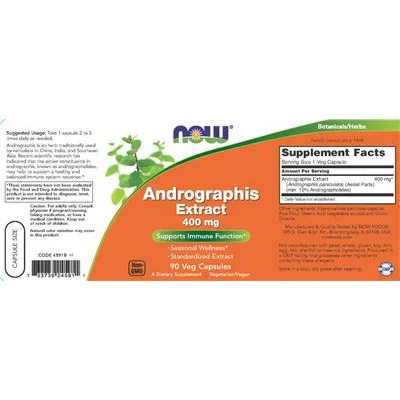 Екстракт от Андрографис 400 мг / Andrographis Extract 400 mg - NOW
