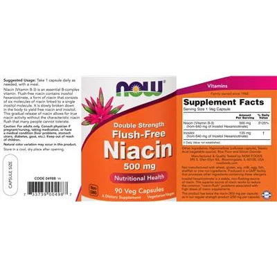 Двойна сила без зачервяване ниацин 500 мг / Double Strength Flush-Free Niacin 500 mg